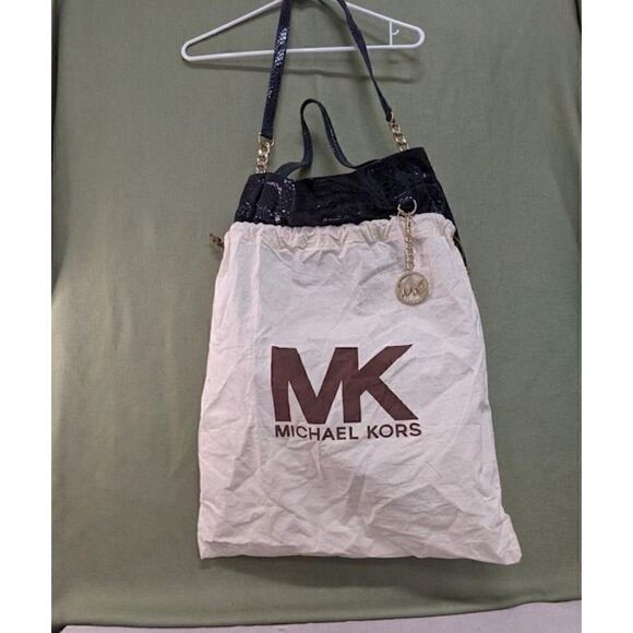 Michael Kors Snakeskin Leather Navy Shoulder Bag. Gold Tone Hardware. Mint. - Picture 12 of 12